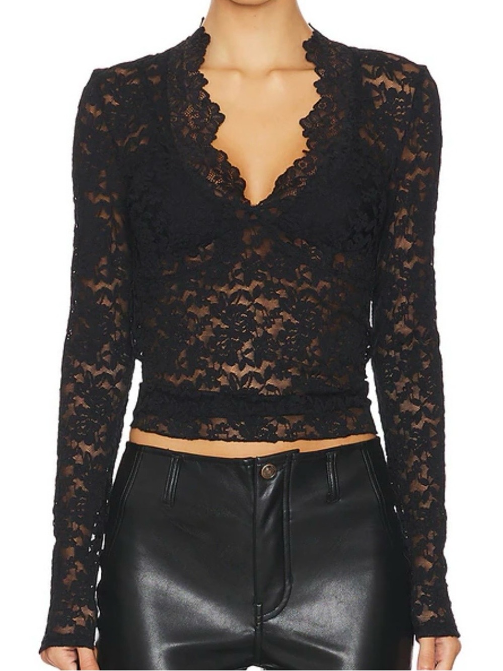 Black lace long sleeve top
